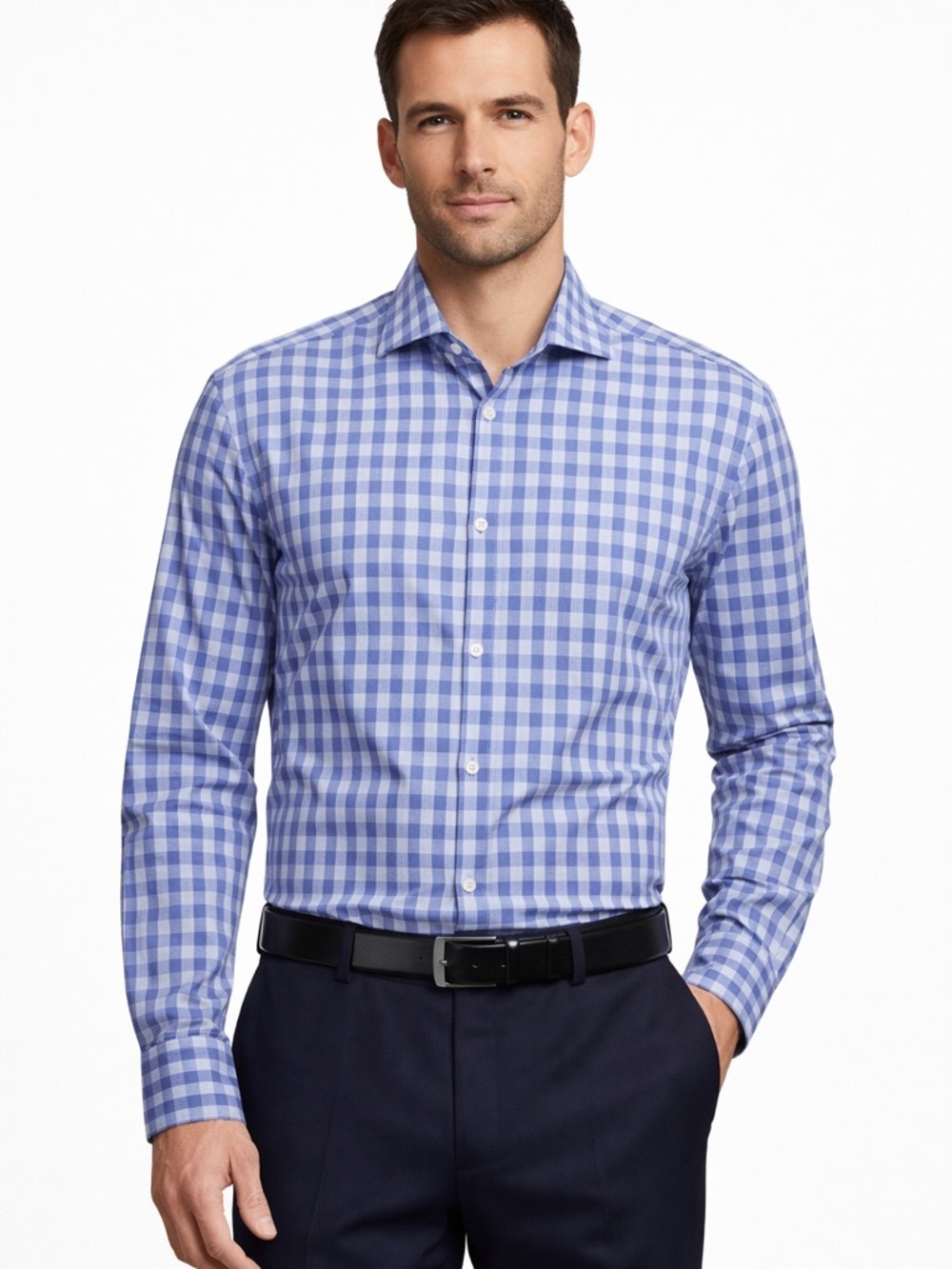 Hugo Boss Slim Fit Blue Check Dress Shirt 16